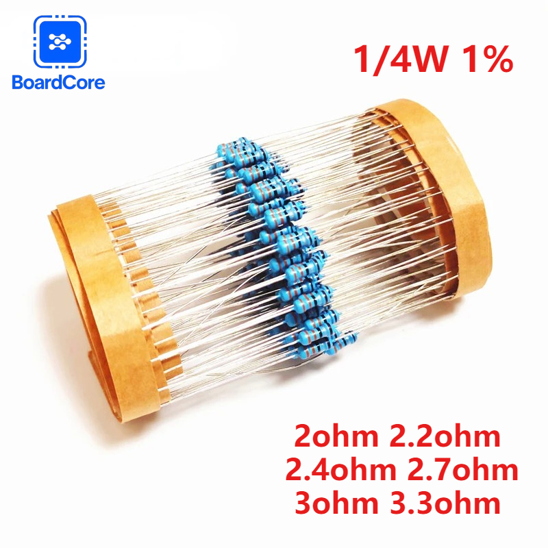 Resistor Kit 1 4W - 100/120PCS 1/4W 1% ชุดตัวต้านทานฟิล์มโลหะ 2-3.3Ω 2/2.2/2.4/2.7/3/3.3