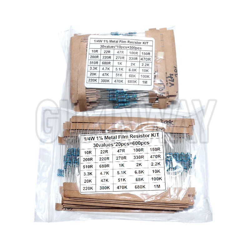 Resistor Kit 1 4W - ชุดค่าต้านทาน 30 ค่า 1/4W 1% ตัวต้านทานฟิล์มโลหะ