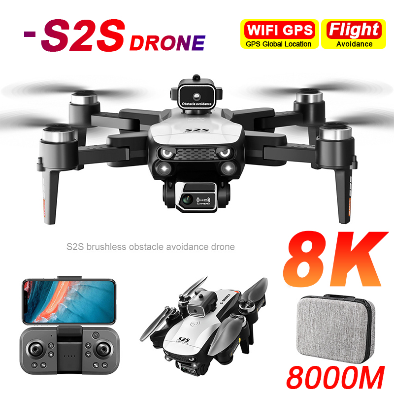 Diy Drone Electronics - ใหม่S2S Drone 8K Professional HD Dualกล้องBrushlessหลีกเลี่ยงอุปสรรคถ่ายภาพทางอากาศQuadcopterแบบพับได้ของเล่นของขวัญ