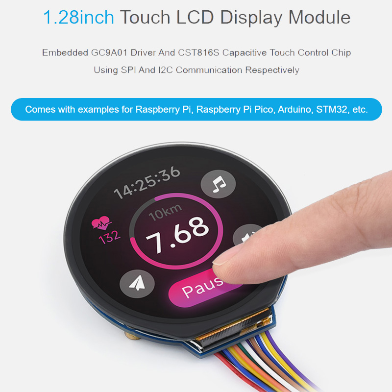 I2C Lcd Display - โมดูลจอแสดงผล LCD แบบสัมผัสขนาด 1.28 นิ้ว GC9A01