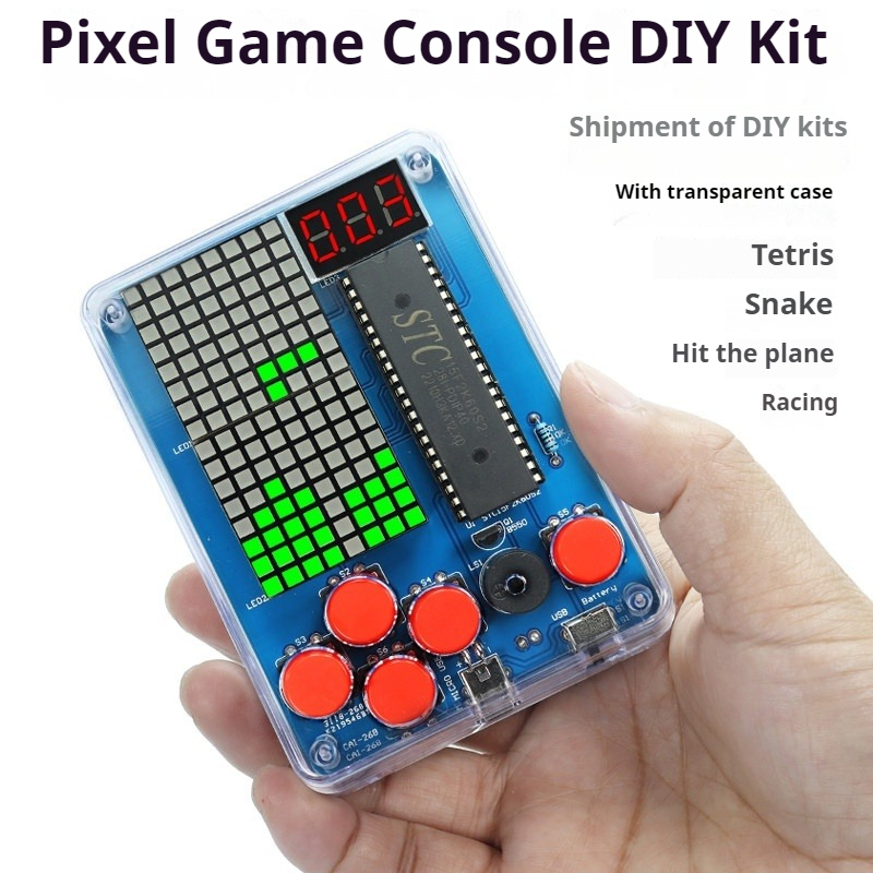 Diy Electronics Game - ชุดผลิตเครื่องเกมพิกเซล, ชิ้นส่วนแยกชิ้นเดี่ยวสำหรับเกมเตตริส 51 ชิ้น, ฝึกหัดเชื่อม DIY
