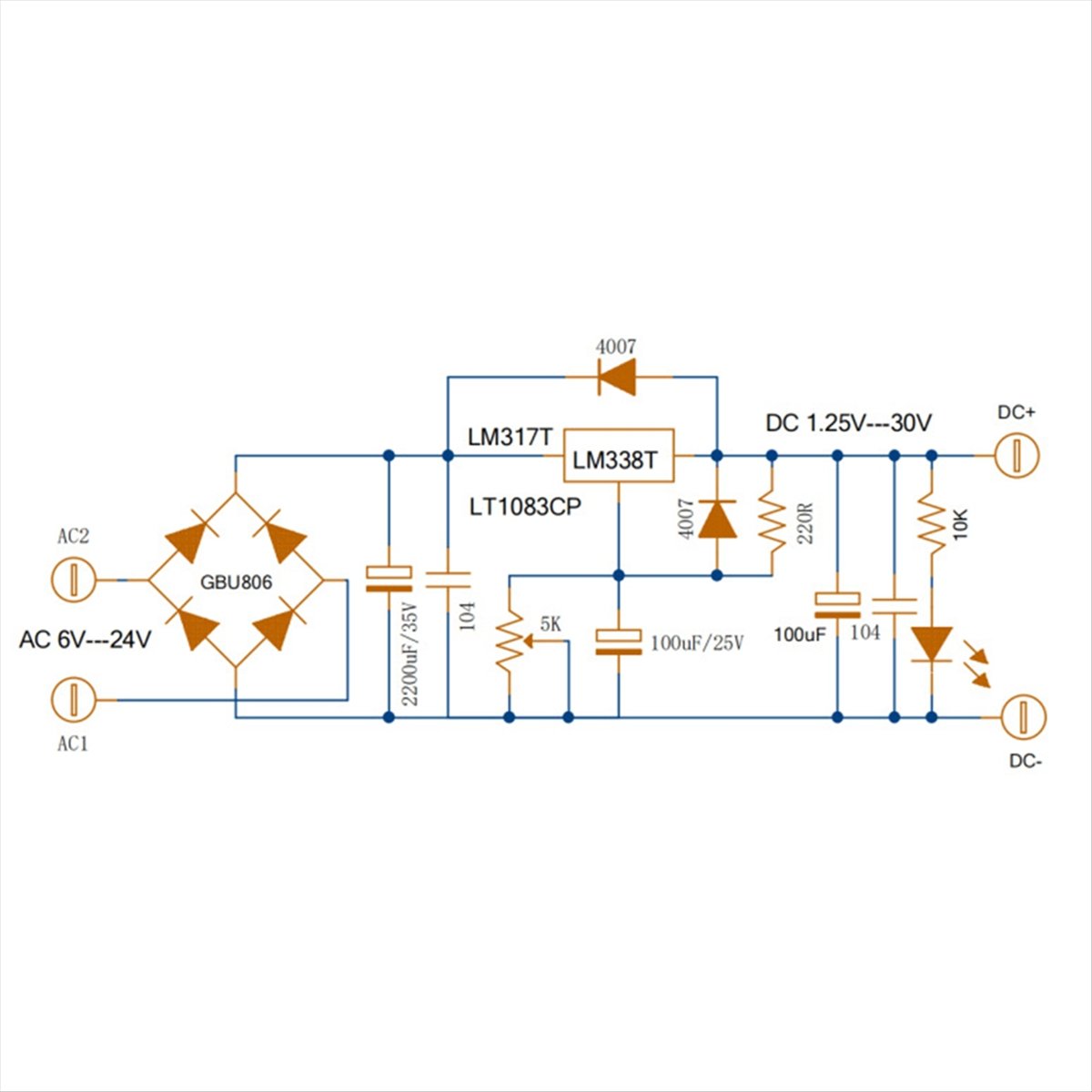 Diy Electronics Filament - บอร์ดจ่ายไฟแบบปรับค่าได้ LM338 5A พร้อมระบบควบคุมแรงดันไฟฟ้าแบบเส้นตรง ชุดอุปกรณ์อิเล็กทรอนิกส์ DIY