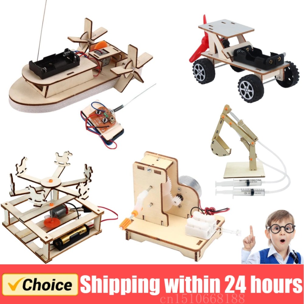 Diy Electronics For Kids - เรือของเล่นวิทยาศาสตร์แบบทำมือชุดของเล่นเพื่อการศึกษาระบบไฟฟ้าสำหรับเด็กชุดของเล่นเรือไม้ชุดทดลองทางวิทยาศาสตร์ของเล่นประกอบ3D