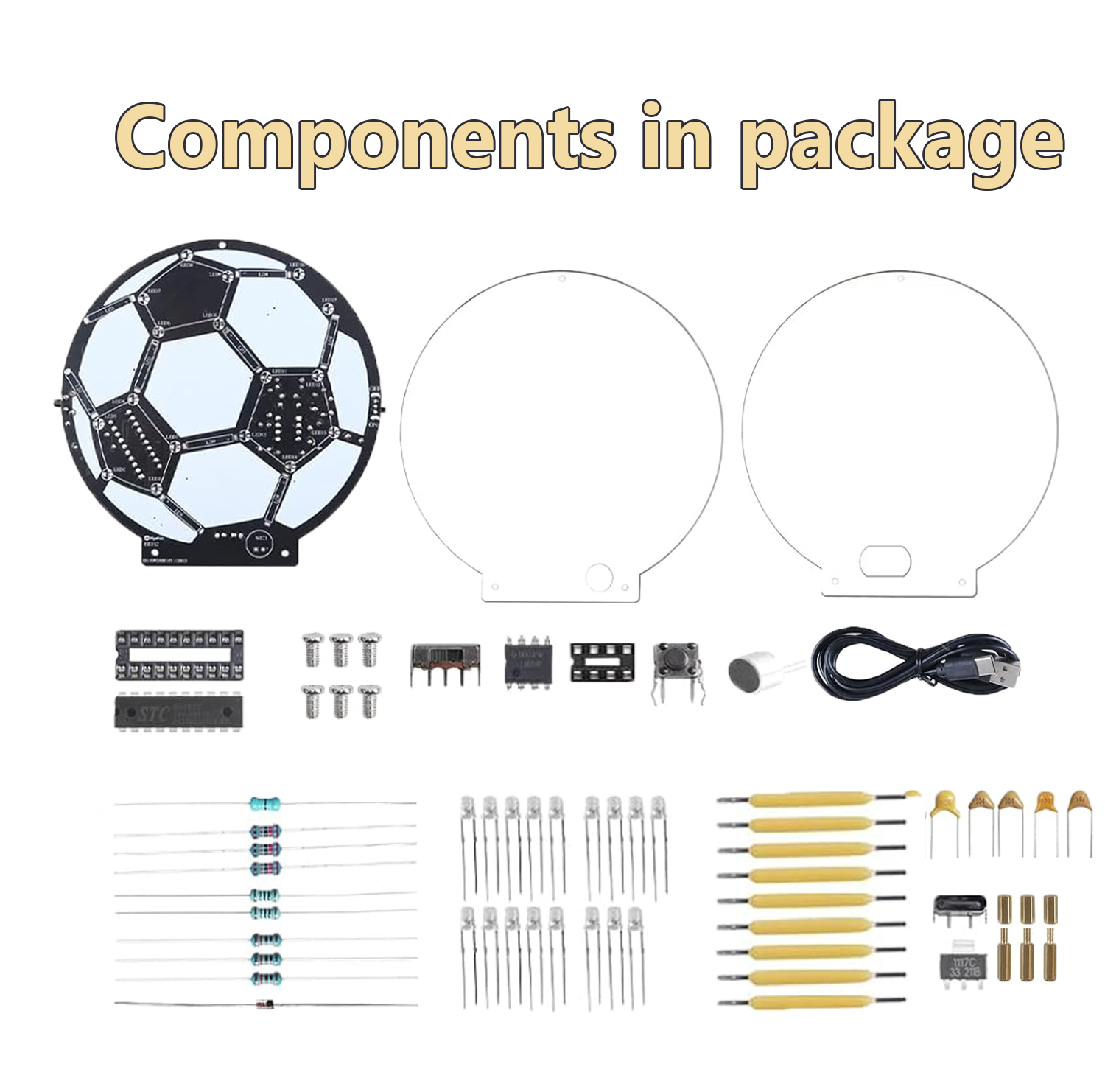 Diy Electronics Filament - ชุดอุปกรณ์ DIY สำหรับทำลูกฟุตบอล LED พร้อมหลอดไฟแบบเสียงสั่งงาน 5