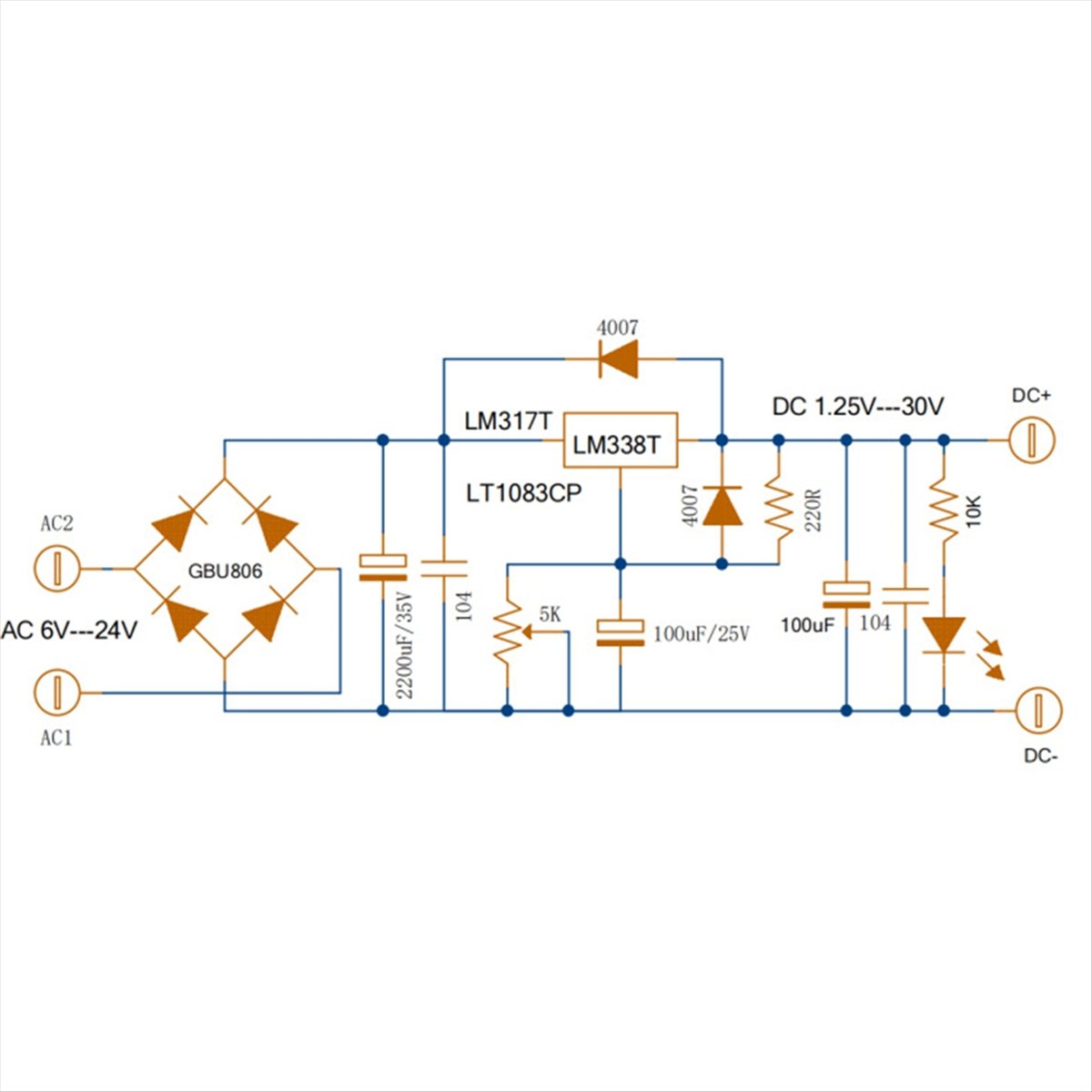 Diy Electronics Filament - บอร์ดจ่ายไฟแบบปรับค่าได้ LT1083 7A ชุดอุปกรณ์อิเล็กทรอนิกส์ DIY สำหรับควบคุมแรงดันไฟฟ้าแบบเส้นใย