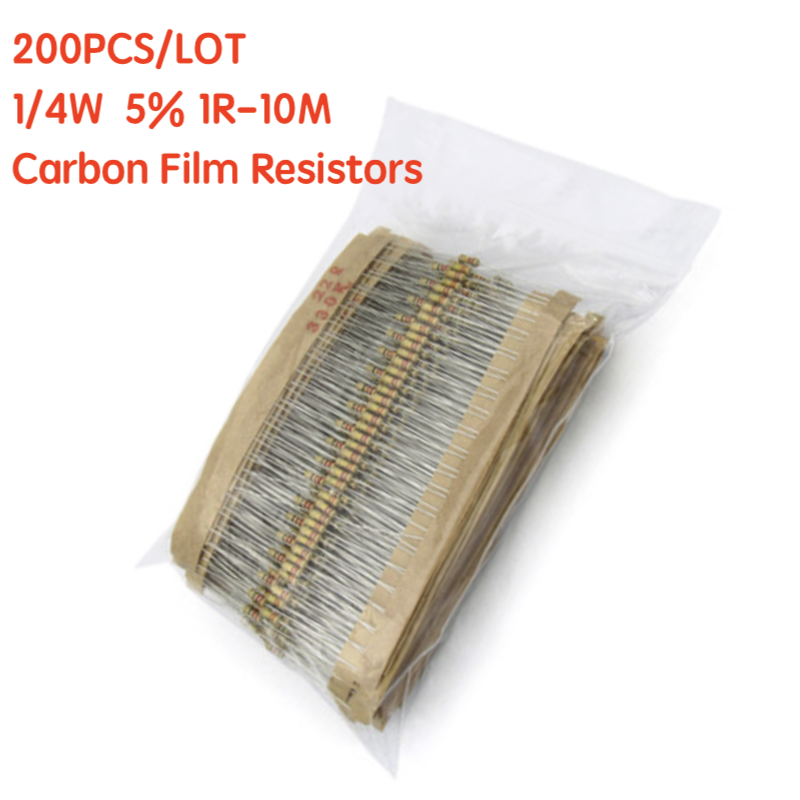 200PCS 1/4W ตัวต้านทานฟิล์มคาร - Resistor Kit 1 4W บทวิจารณ์และราคา