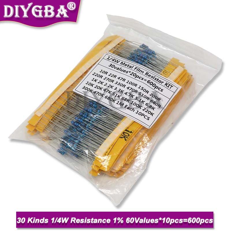 ชุดตัวต้านทานฟิล์มโลหะ30ชนิด1/ - Resistor Kit 1 4W บทวิจารณ์และราคา