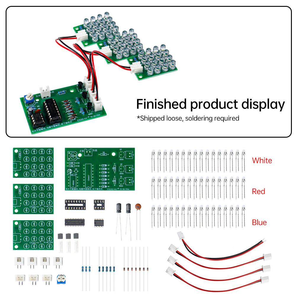 CD4017 + NE555 สีแดงสีขาวสีฟ้า - Diy Electronics For Kids บทวิจารณ์และราคา