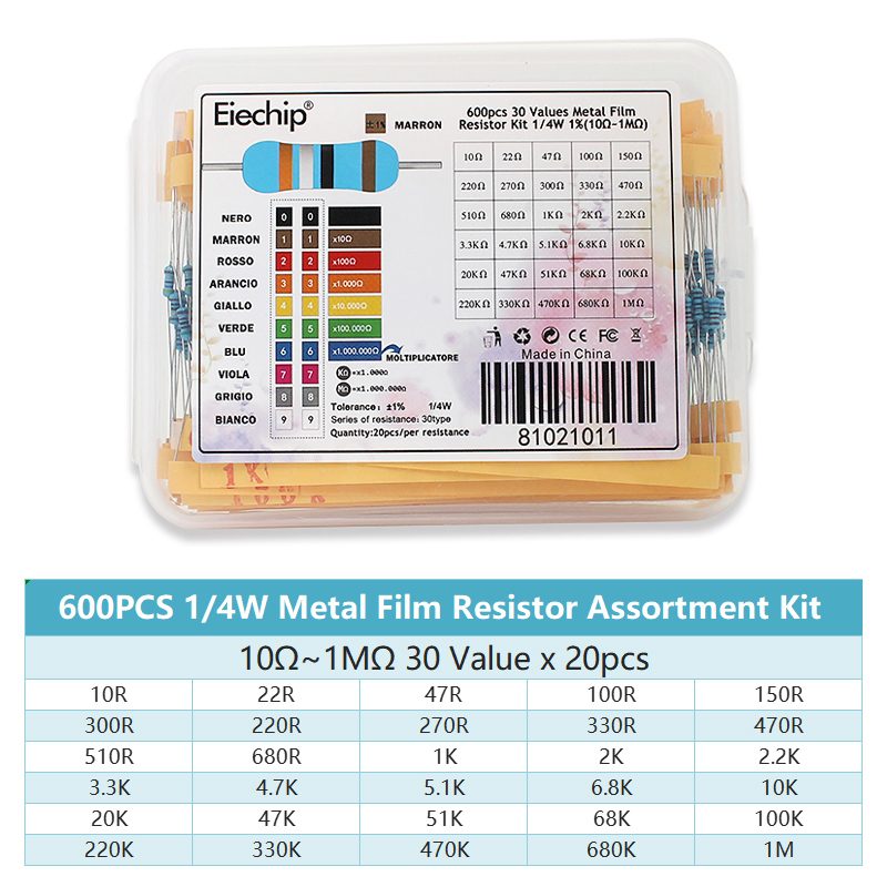 ชุดตัวต้านทานแบบฟิล์มโลหะ 300/ - Resistor Kit 1 4W บทวิจารณ์และราคา