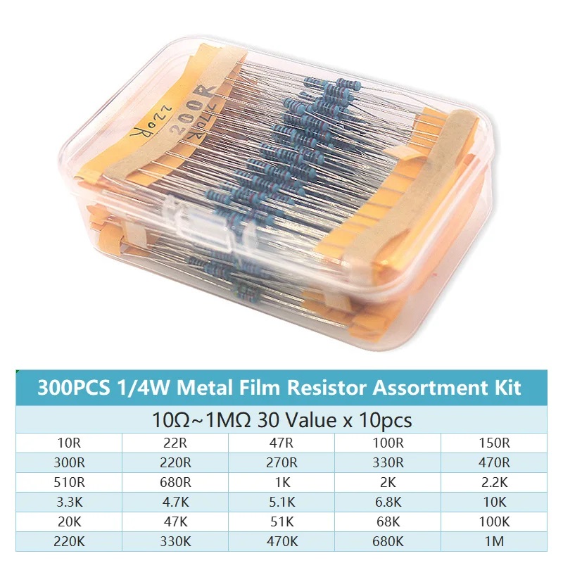 ชุดตัวต้านทานแบบฟิล์มโลหะ 300/ - Resistor Kit 1 4W บทวิจารณ์และราคา