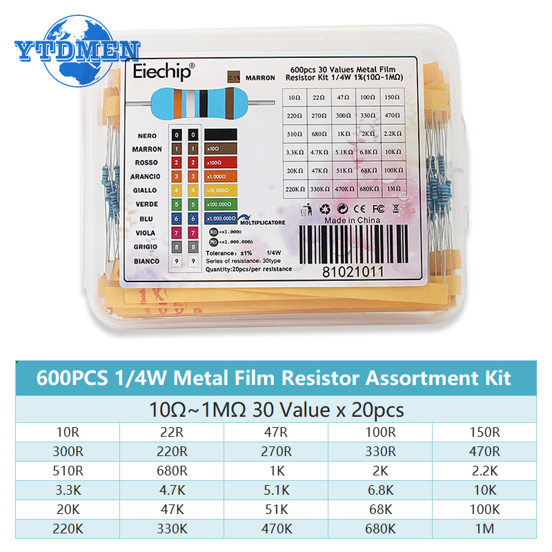 ชุดตัวต้านทานฟิล์มโลหะ1/4วัตต์ - Resistor Kit 1 4W บทวิจารณ์และราคา