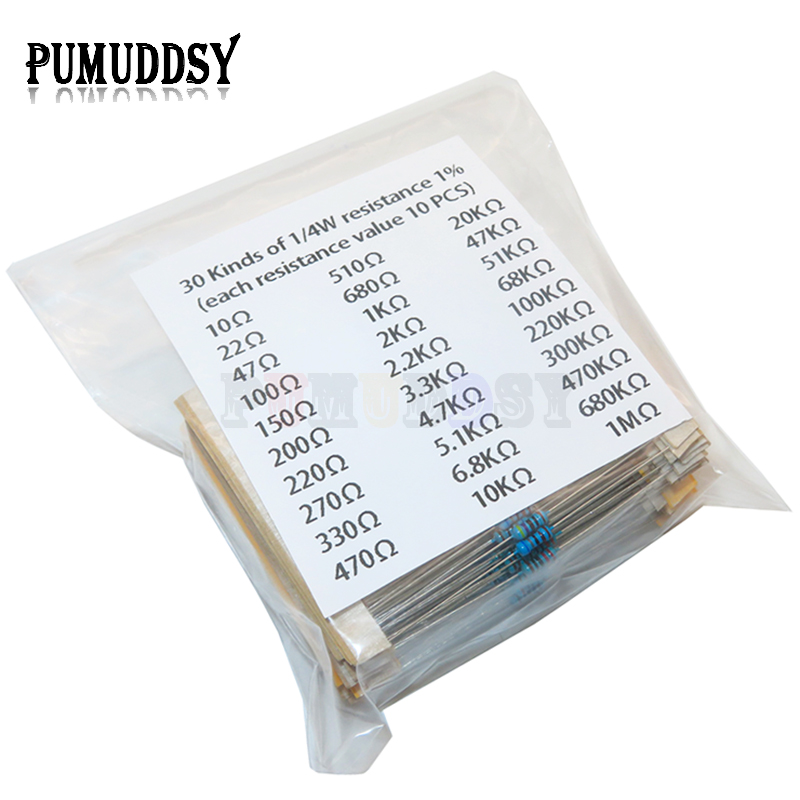 600 ชิ้น/เซ็ต 30 ชนิด 1/4W ควา - Resistor Kit 1 4W บทวิจารณ์และราคา
