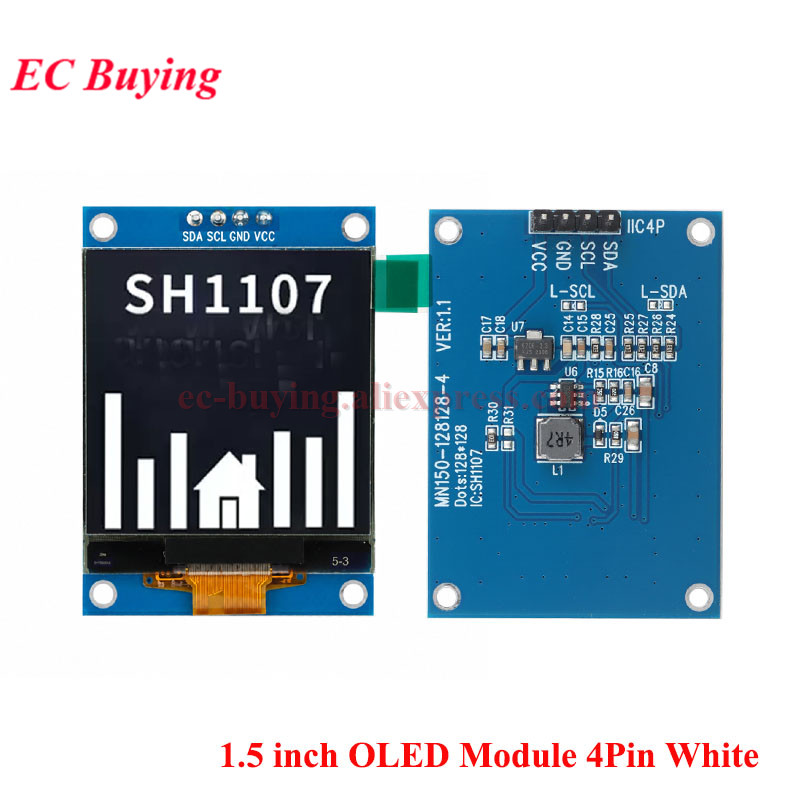 1.5 นิ้ว OLED LCD จอแสดงผลสีขา - I2C Lcd Display บทวิจารณ์และราคา