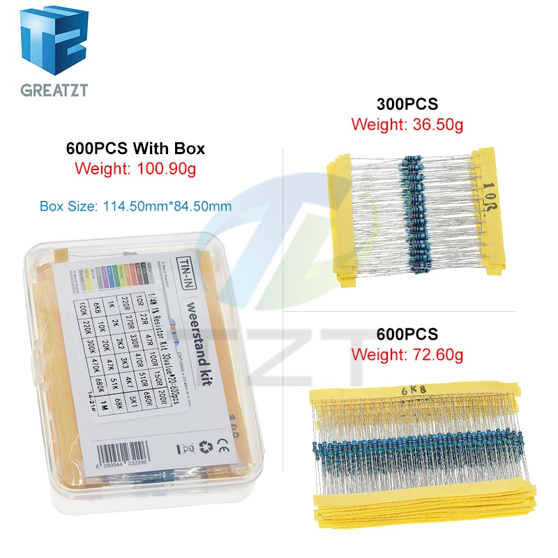 GREATZT 600 ชิ้น/เซ็ต 30 ชนิด  - Resistor Kit 1 4W บทวิจารณ์และราคา
